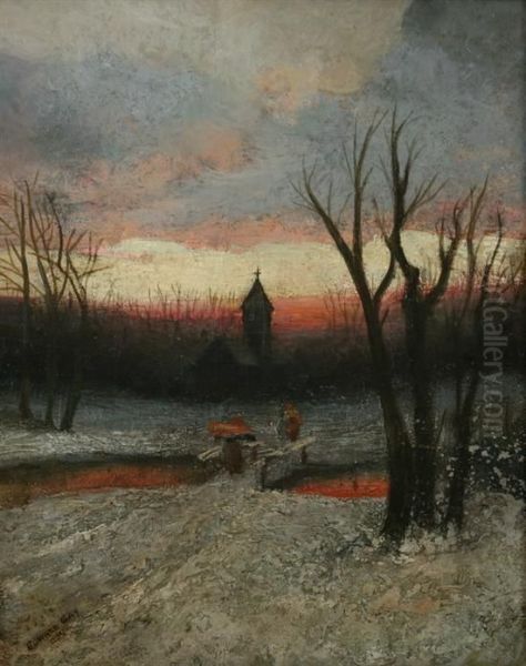 Church Steeple At Twilight - view 1