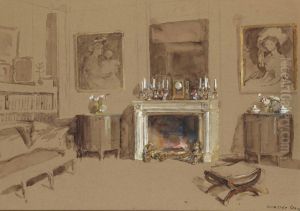 Feu De Cheminee Dans Un Interieur by Walter Gay