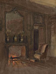 Feu De Cheminee Dans Un Salon by Walter Gay