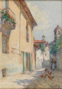 Scorcio Di Vita Di Paese by Eugenio Gays
