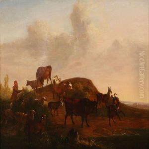 Shepherd With Cattle by Christian David Gebauer