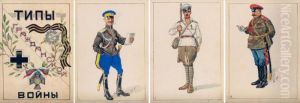 Types From The Civil War, 1920-21: A Group Seventeen Military Caricatures With Original Frontispiece And Index Leaf by Victor Gebauer