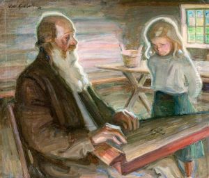 The Old Kantele-player And Hisgrandchild by Albert Gebhard