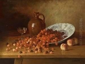 Cherries And Peaches With Wine by Ignaz Heinrich Gebhardt
