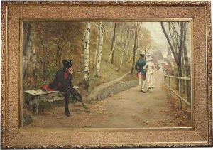 A Disabled Looks Thoughtfully To A Promenading Couple by Karl Gebhardt