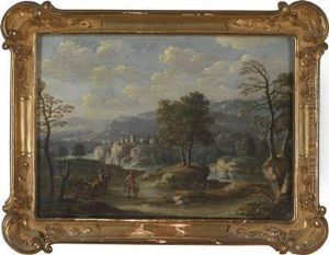 Two Southern Landscapes With Horsemen