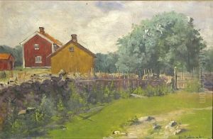 A Tranquil Farm Scene by Ola Geelmuyden