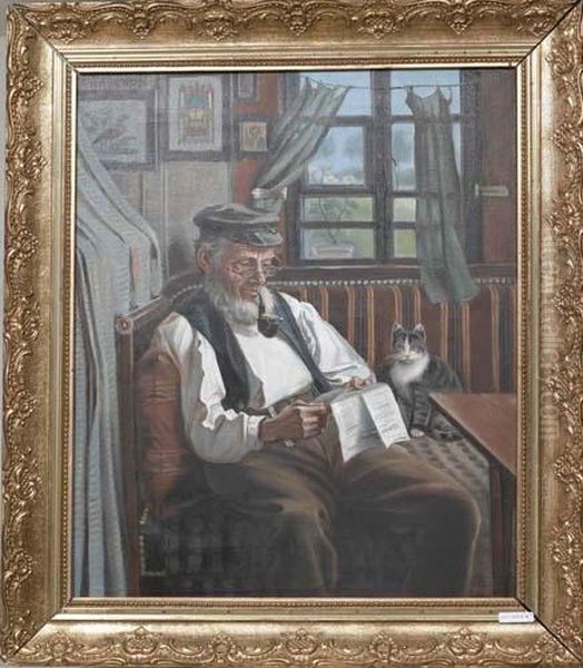 Alter Mann, Zeitunglesend. 1912. - view 1