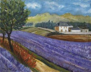 Feld Mit Bluhendem Lavendel by Otto Geigenberger