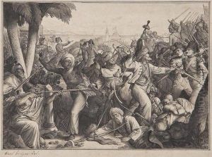 Battle Scene Showing Napoleon's Troops Fighting Ottoman Forces by Carl Joseph Geiger