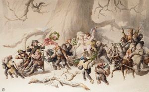 Zwergenhochzeit Im Winterwald by Carl Joseph Geiger
