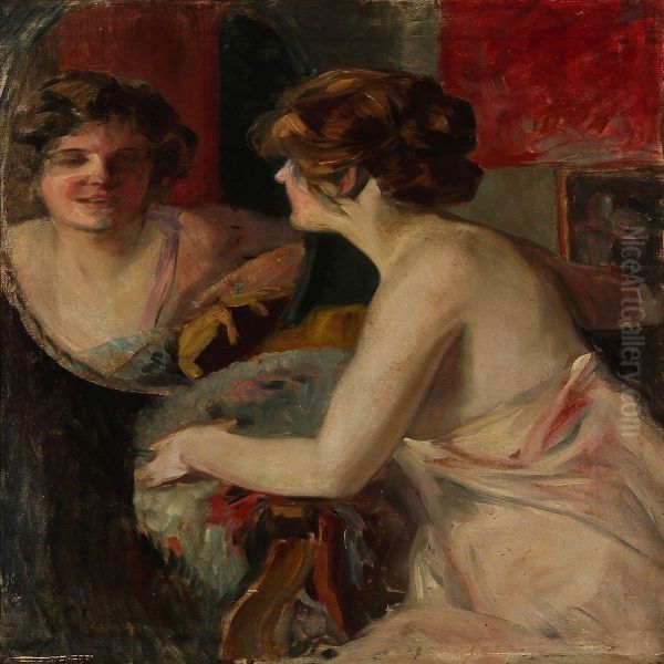 A Woman Looks In The Mirror - view 1