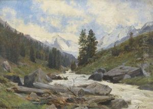 Bachpartie Im Gebirge by Johann Joseph Geisser