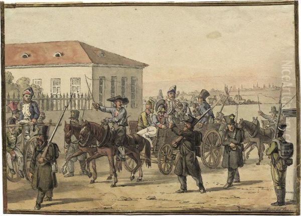 Wanderzug Mit Offizieren, Begleitet Von Soldaten - view 1