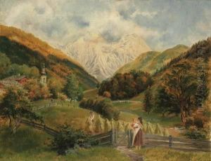 Alpine Village Landscape-1901 by Rudolf Geissler
