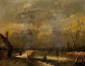 Winterlandschaft Mit Figurenstaffage by August Christian Geist