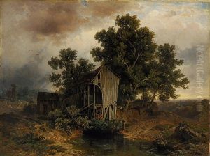 Gewitterlandschaft Mit Muhle by August Christian Geist
