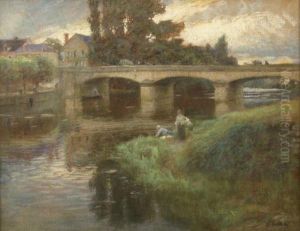 Lavandiere Sur Le Loing by Edouard Gelhay