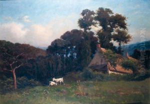 Chevres Dans La Clairiere by Edouard Gelhay