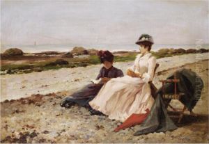 Elegantes Sur La Plage by Edouard Gelhay