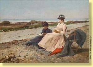 Conversation En Bord De Mer by Edouard Gelhay