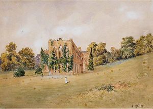 "dama Paseando En El Campo Con Edificio En Ruinas" by A. Geller