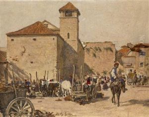 Marketplace In The South by Johann Nepomuk Geller
