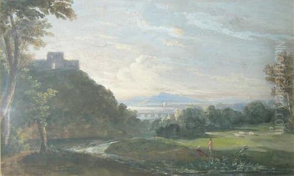 An Open Landscape,fishermen In The Foreground - view 1