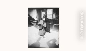 Les Vendeurs De Courgettes ; Femme Dans La Rue, Ca. 1900. by Paul Geniaux