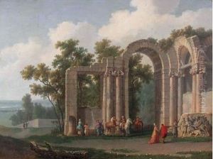 Visiteurs Dans Des Ruines Antiques