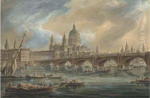 Saint Paul's Cathedral And Blackfriars Bridge Seen From The Thames