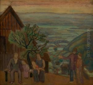 Personengruppe Vor Landschaft by Robert Genin
