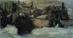 Dorf In Winterdammerung (village In Winter Dusk) by Robert Genin