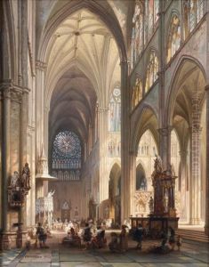 Preche Dans La Cathedrale D'amiens by Jules Victor Genisson