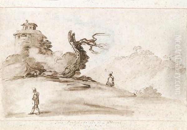 A Landscape With A Tree And Two Travellers - view 1
