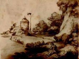 Paesaggio Con Figura Femminile by Carlo Maria Gennari