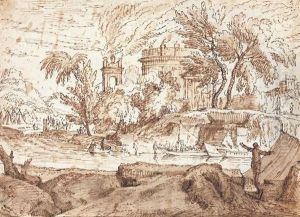 Paysage Aux Ruines Antiques by Abraham Genoels