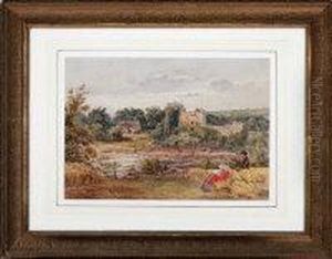 Bywell Castle With The Artist And Josephine Greg (later His Wife) Represented In The Foreground Bywell Castle With The Artist And Josephine Greg (later His Wife) Represented In The Foreground