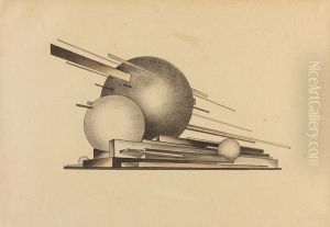 Architektonische Phantasiezeichnung Mit Kugeln by Jacov Georgewitsch Tschernikov
