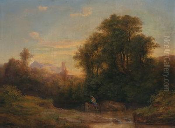 Romantic Landscape With Bathing Nymphs - view 1