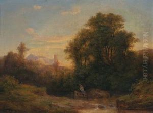 Romantic Landscape With Bathing Nymphs by Friedrich Otto Georgi