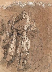 Der Cima Del Piazzone In Den Dolomiten by Wilhelm Georgy