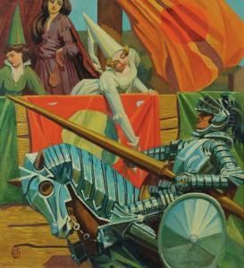 Dame E Cavalieri Olio Su Tela by Cornelio Geranzani