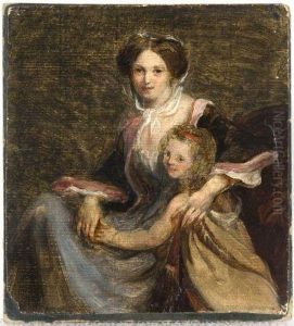 Portrait Presume De Madame Lazare Et Sa Fille by Baron Francois Gerard
