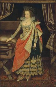 Portrait Of Frances Howard, Countess Of Hertford, Later Duchess Oflennox And Richmond, Full-length, In A Masquerade Dress, With Awreath Of Pansies In Her Hair by Marcus Ii Gerards