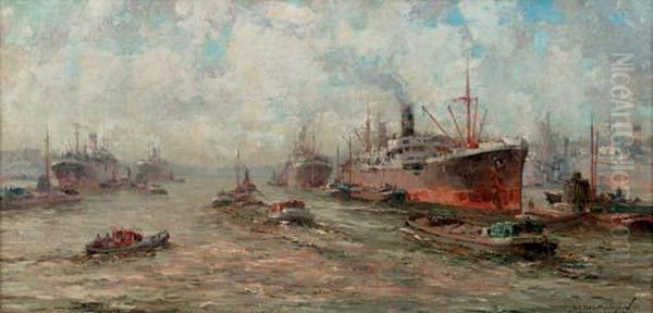 Shipping In Rotterdam Harbour - view 1