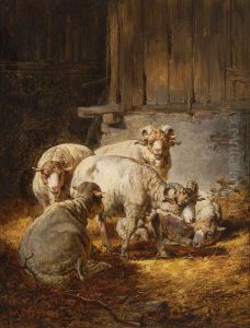 Schafe Im Stall by August Gerasch