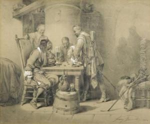 Inn With Men Playing Dice by Franz Gerasch