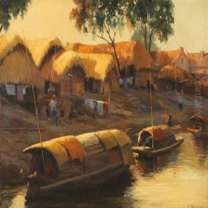 River Scene From China by I. Gerassimoff
