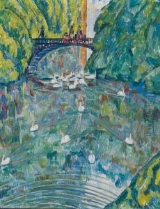 Parkweiher Mit Schwanen by Alexander Gerbig